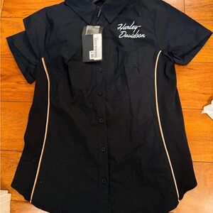 Harley-Davidson Black and Orange Women's Shirt